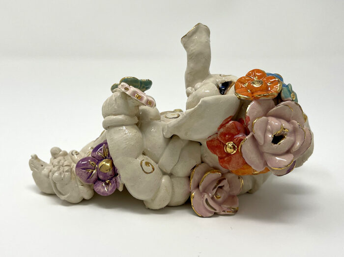 Brigitte Saugstad Ganesha Reclining-4, ceramic statue, sculpture, idol, figurine, elephant -D