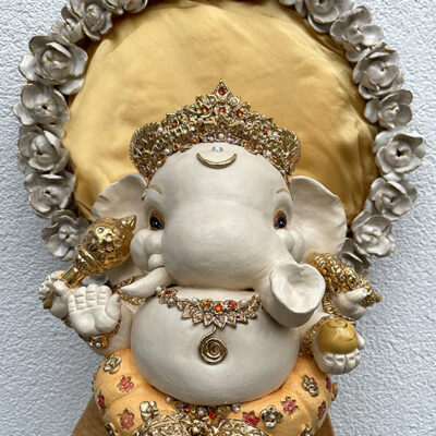 Brigitte Saugstad Ganesha Royal-34, ceramic statue, sculpture, idol, figurine, elephant -A