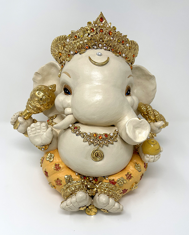 Brigitte Saugstad Ganesha Royal-34, ceramic statue, sculpture, idol, figurine, elephant -B