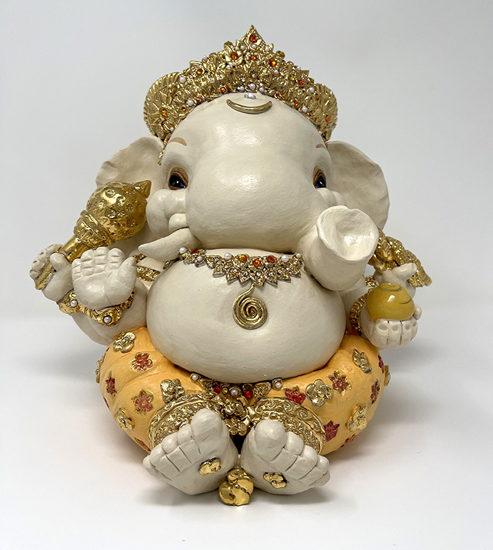 Brigitte Saugstad Ganesha Royal-34, ceramic statue, sculpture, idol, figurine, elephant -C