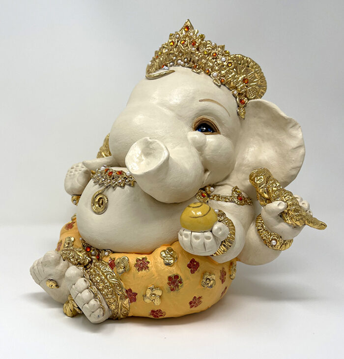 Brigitte Saugstad Ganesha Royal-34, ceramic statue, sculpture, idol, figurine, elephant -F