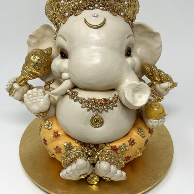 Brigitte Saugstad Ganesha Royal-34, ceramic statue, sculpture, idol, figurine, elephant -H