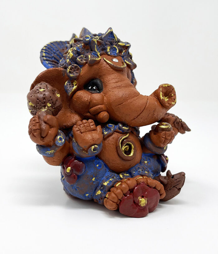 Brigitte Saugstad Ganesha Earth Mini-2, ceramic statue, sculpture, idol, figurine, elephant -C