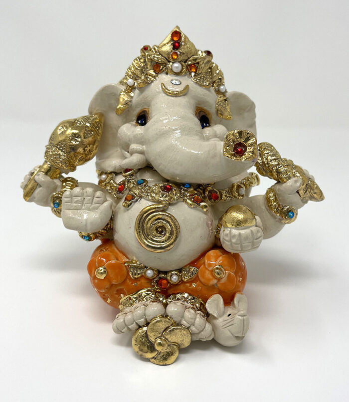 Brigitte Saugstad Ganesha Royal-43, ceramic statue, sculpture, idol, figurine, elephant -B