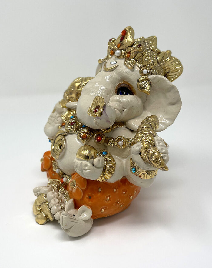 Brigitte Saugstad Ganesha Royal-43, ceramic statue, sculpture, idol, figurine, elephant -E