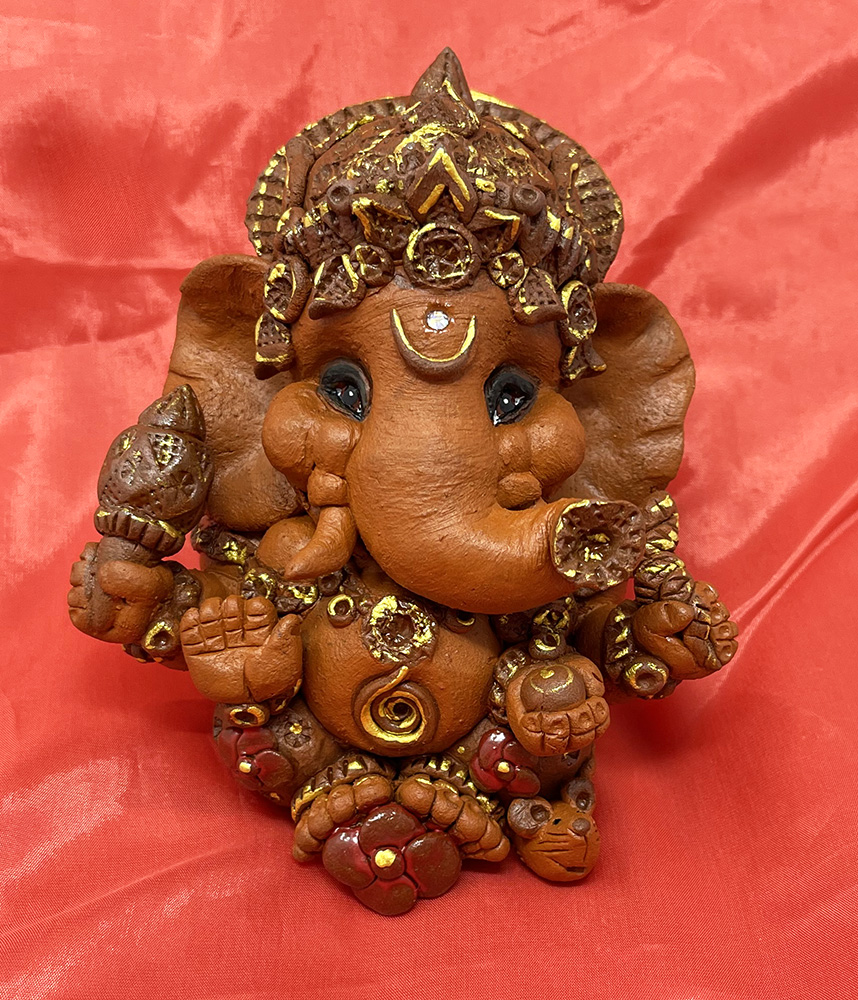 Brigitte Saugstad Ganesha Simple-11, ceramic statue, sculpture, idol, figurine, elephant -A