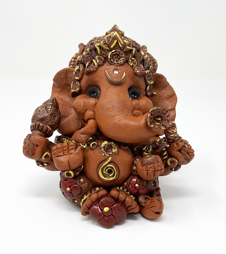 Brigitte Saugstad Ganesha Simple-11, ceramic statue, sculpture, idol, figurine, elephant -B