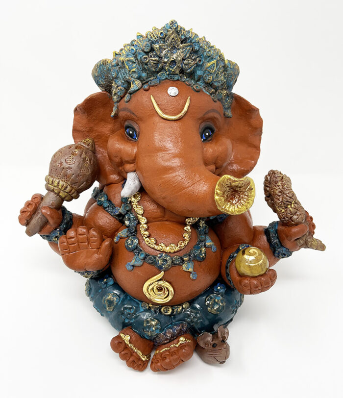 Brigitte Saugstad Ganesha Simple-13, ceramic statue, sculpture, idol, figurine, elephant -A