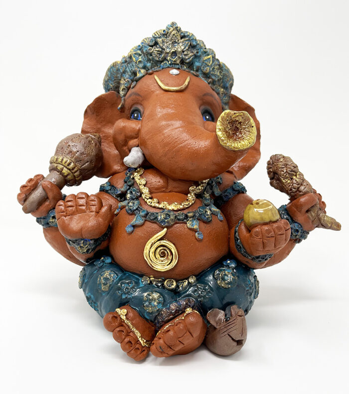 Brigitte Saugstad Ganesha Simple-13, ceramic statue, sculpture, idol, figurine, elephant -B