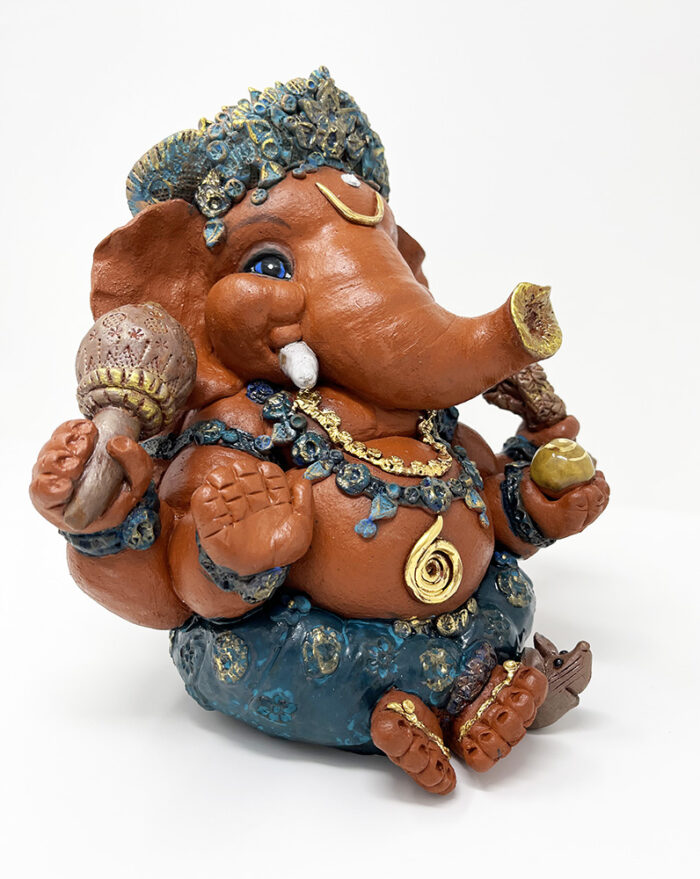 Brigitte Saugstad Ganesha Simple-13, ceramic statue, sculpture, idol, figurine, elephant -C