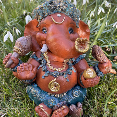 Brigitte Saugstad Ganesha Simple-13, ceramic statue, sculpture, idol, figurine, elephant -G