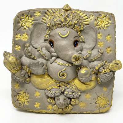 Brigitte Saugstad Ganesha (relief wall hanging)-2, ceramic statue, sculpture, idol, figurine, elephant -A