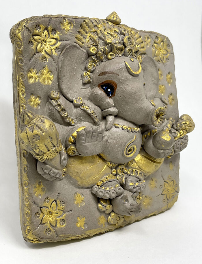 Brigitte Saugstad Ganesha (relief wall hanging)-2, ceramic statue, sculpture, idol, figurine, elephant -B