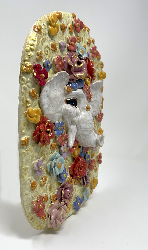 Brigitte Saugstad Ganesha (relief wall hanging)-2, ceramic statue, sculpture, idol, figurine, elephant -B