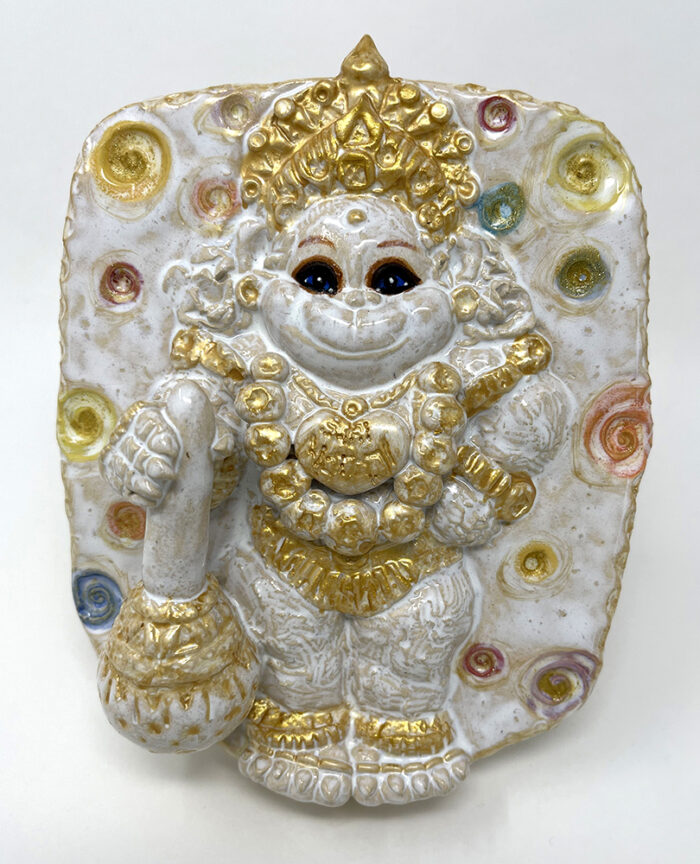 Brigitte Saugstad Hanuman (relief wall hanging)-4, hand-modelled ceramic statue, sculpture, idol, figurine, monkey -A