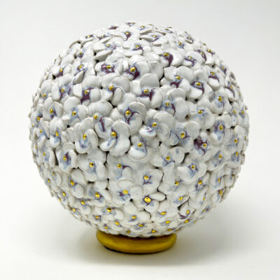 Brigitte Saugstad ViennaBloom-19, ceramic statue, sculpture, art nouveau flower sphere -A